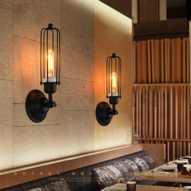 Индивидуальный творческий ретро Бар Ресторан коридор в кафе прохода промышленные железные настенные светильники