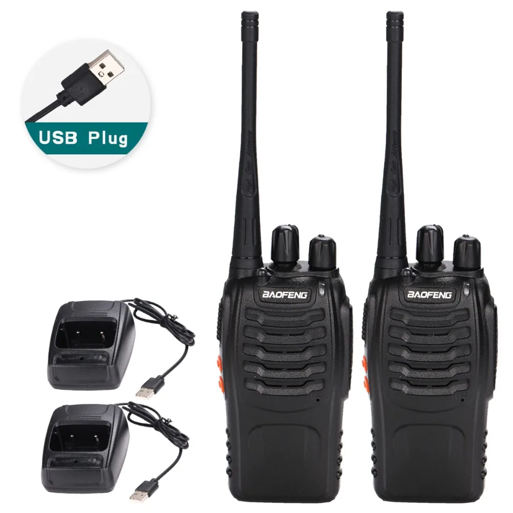 2 шт Baofeng BF-888S Walkie Talkie usb-переходник для зарядки Портативный радио СВ радио UHF 888 S ФИО Comunicador трансивер + 2 наушников