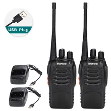 BF-888S 2Pcs Baofeng Walkie Talkie Adaptador de Carga USB Portátil Rádio CB Rádio Transceptor UHF 888S Comunicador + 2 fone de ouvido