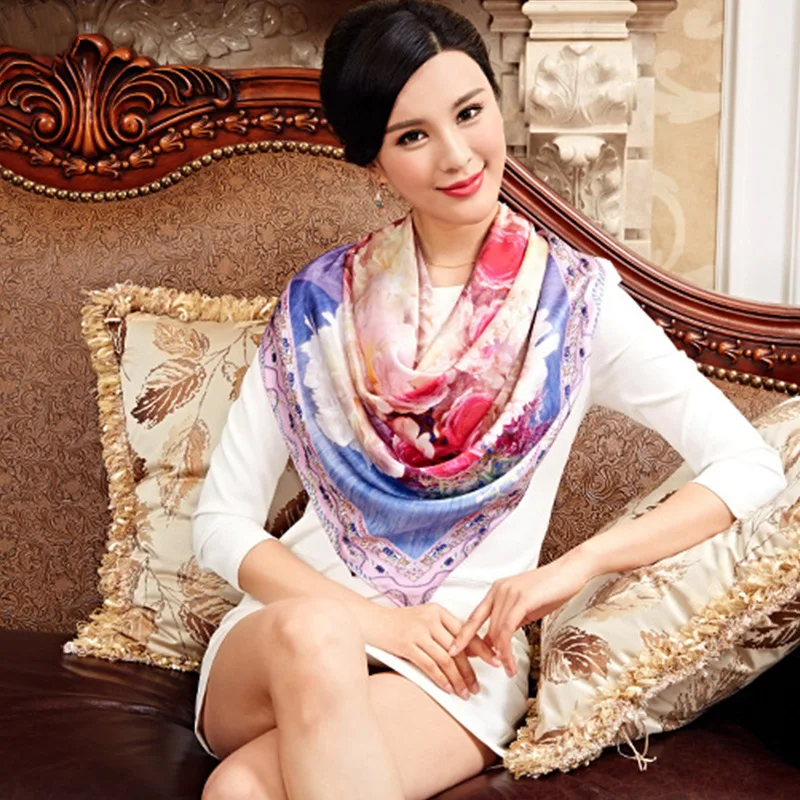 DANKEYISI] Brand Designer Summer Scarves Women 100% Silk Scarf Luxury Brand  Scarves Shawl Hijab Big Square Scarves 90*90cm - AliExpress