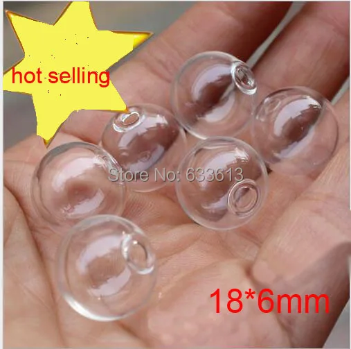 

Free ship! 100pcs/lot 18*6mm Mini Lightbulb glass globe bubble, glass dome, glass bottle, round glass ball vial pendant