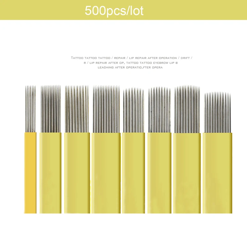 500 шт Двойная Линия микроблейдинг иглы 9/15/17/19/21 M1 Microblading U затенение лезвие для