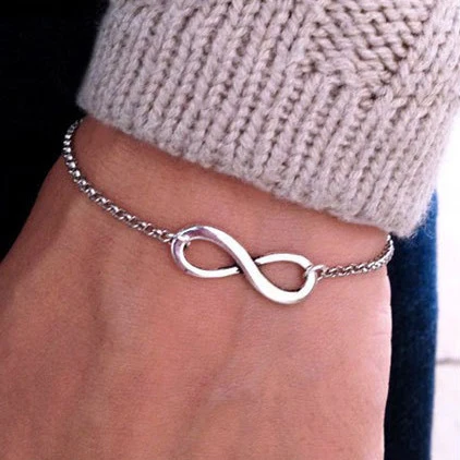 

Fashion Silver Gold Infinite Bracelet Infinity Bangle Charm Chain Bracelets Jewelry Wholesale For Women Girl Gift 3B135