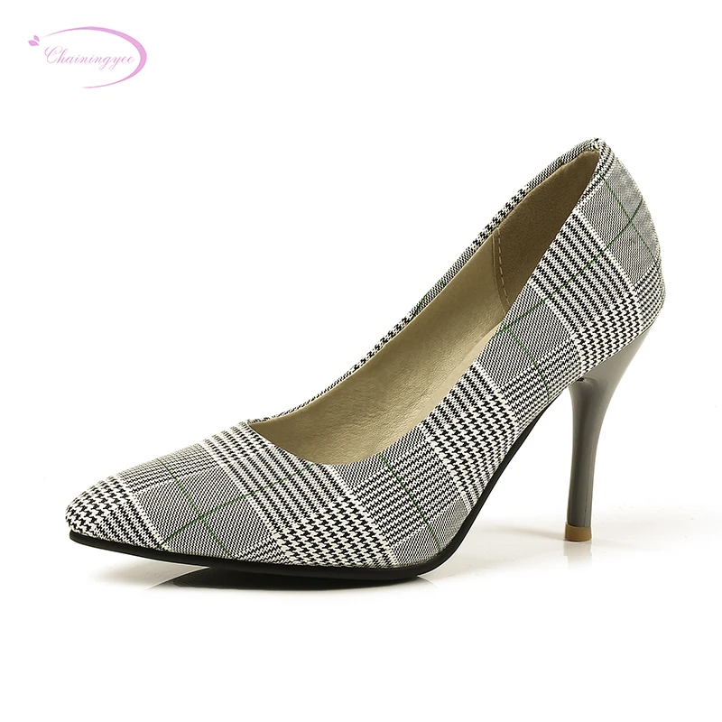

Chainingyee leisure sexy pointed toe cloth pumps fretwork slip-on red green stiletto high heel women's shoes big size