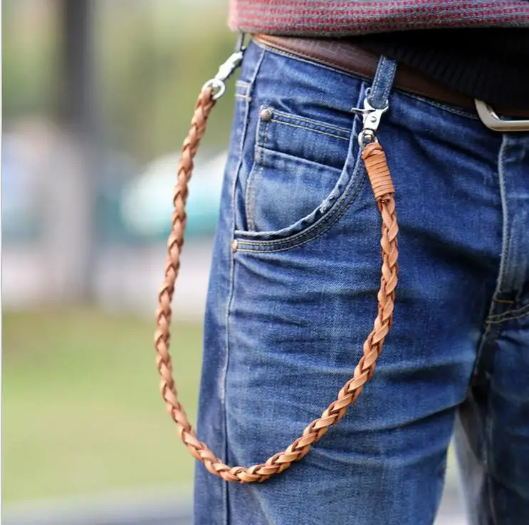 zalzyywb 1PCS PU Belt Chain Men Trouser Jeans Key Chain Wallet Chain