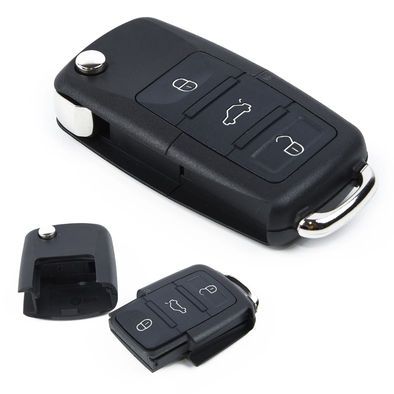 

Black 3-Button Car Key Secret Compartment Box Safe Concert Car Key Shell 37*22mm Great For Clubs Trips Outings And Day-to-day
