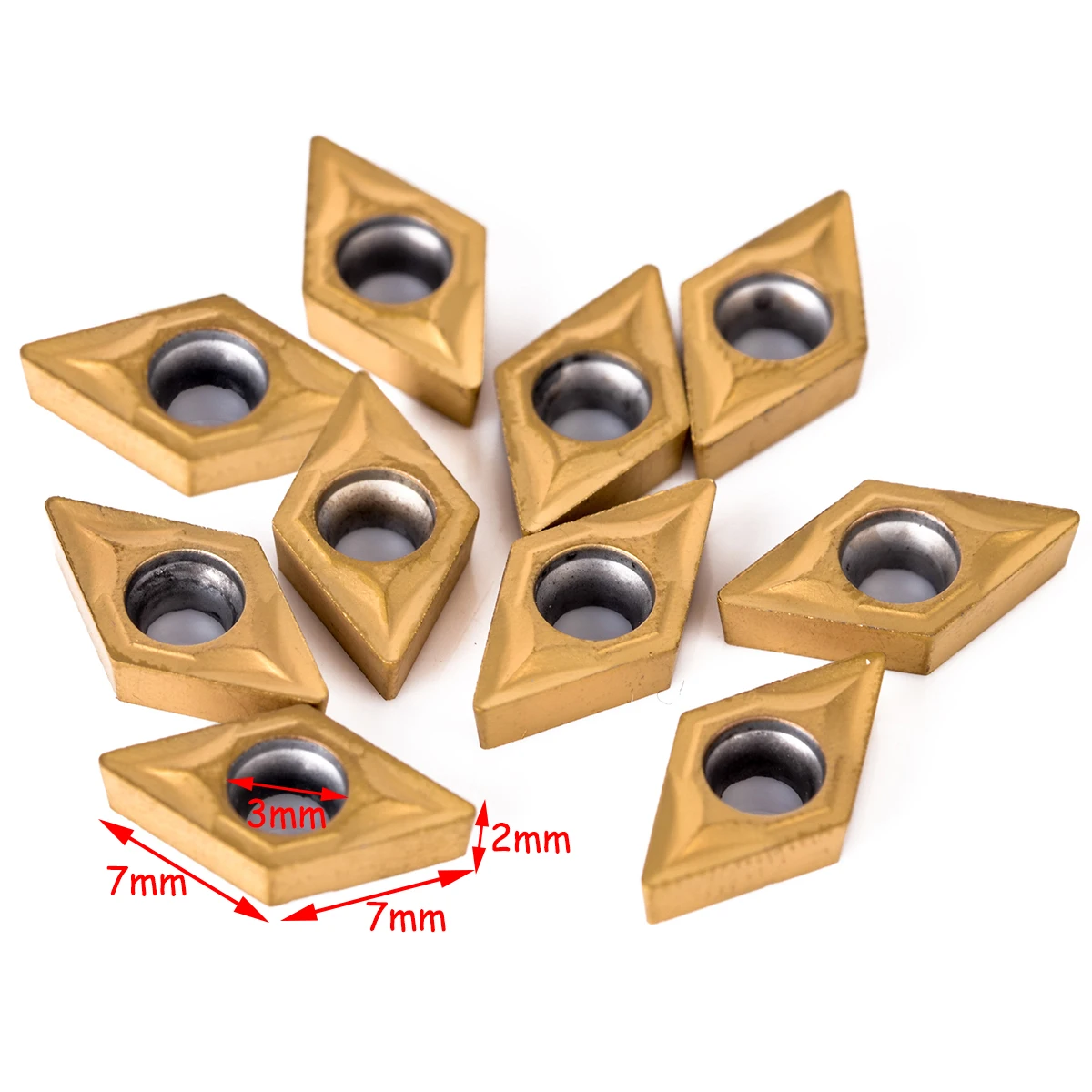 10pcs DCMT070204 Carbide Insert + 4pcs 12mm Lathe Boring Bar + 4pcs Wrench Practical CNC Turning Tool