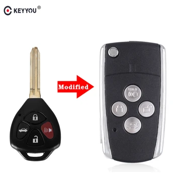 

KEYYOU 4 Buttons Modified Folding Flip Remote Car Key Shell For Toyota Camry Corolla Prado RAV4 Vios Hilux Yaris Key Case Cover