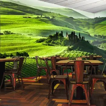 

[Self-Adhesive] 3D Green Prairie Trees House 76 Wall Paper mural Wall Print Decal Wall Murals
