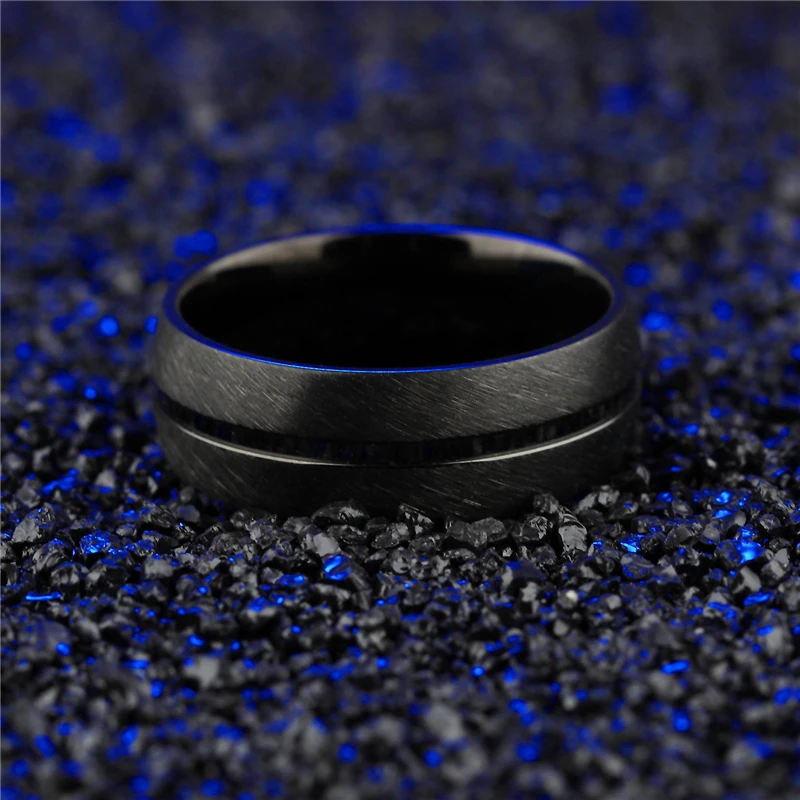 NEWBUY, классический дизайн, кольцо из нержавеющей стали, 8 мм, широкий черный, скраб, панк, кольцо для мужчин, крутые мужские свадебные украшения