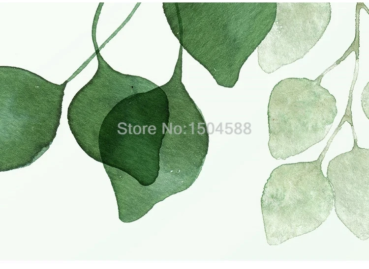 Пользовательские Настенные обои современные зеленые листья акварельные фото настенная живопись гостиная спальня фон стены домашний Декор 3D фрески