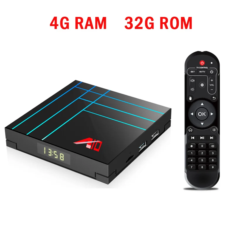 A10 Smart Tv Box Android 9,0 4 Гб 64 Гб Rockchip RK3318 четырехъядерный Wifi H.265 Youtube 4K HDR медиаплеер Google Play телеприставка - Цвет: 4G 32G TV BOX