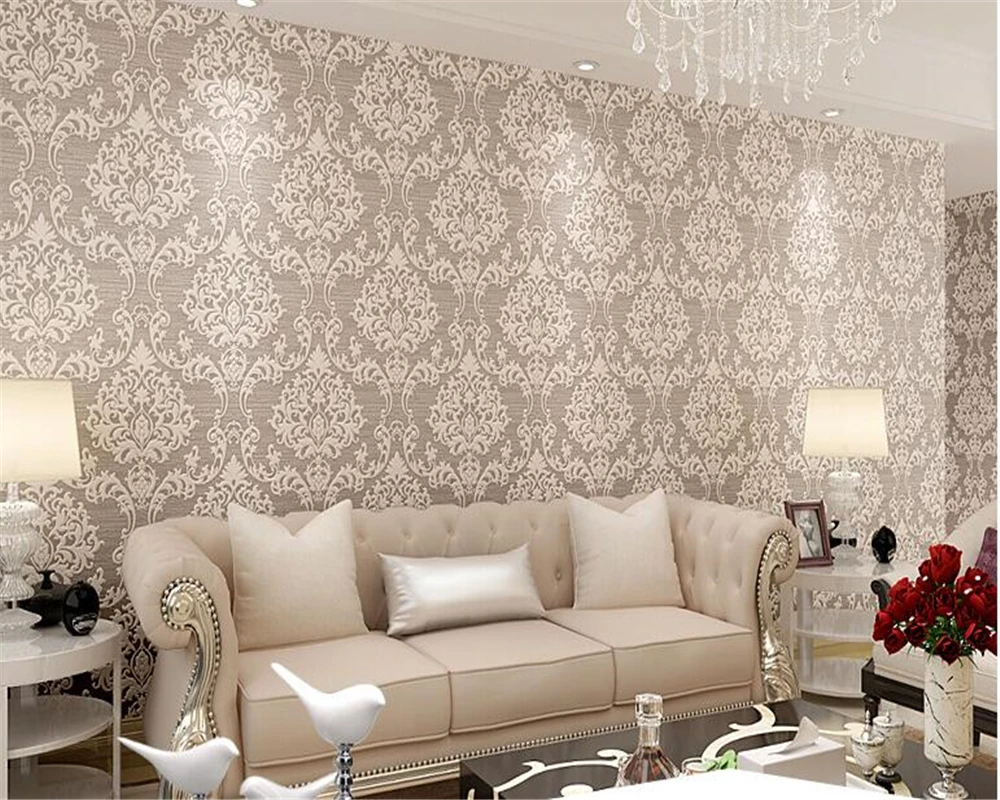 Beibehang Canggih Warna Non Woven Kertas Dinding Gaya Eropa Emas