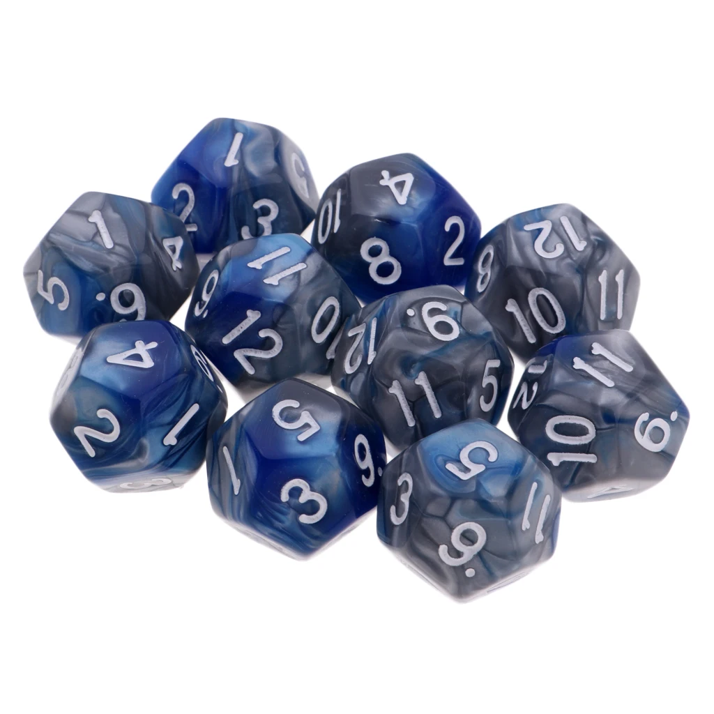 Pack of 10 Multi-sided Dice Polyhedron Dice Set D12 for D&D / TRPG Tabletop Game Role Playing Dices