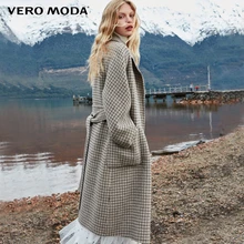Vero Moda Double-sided long plaid wool coat