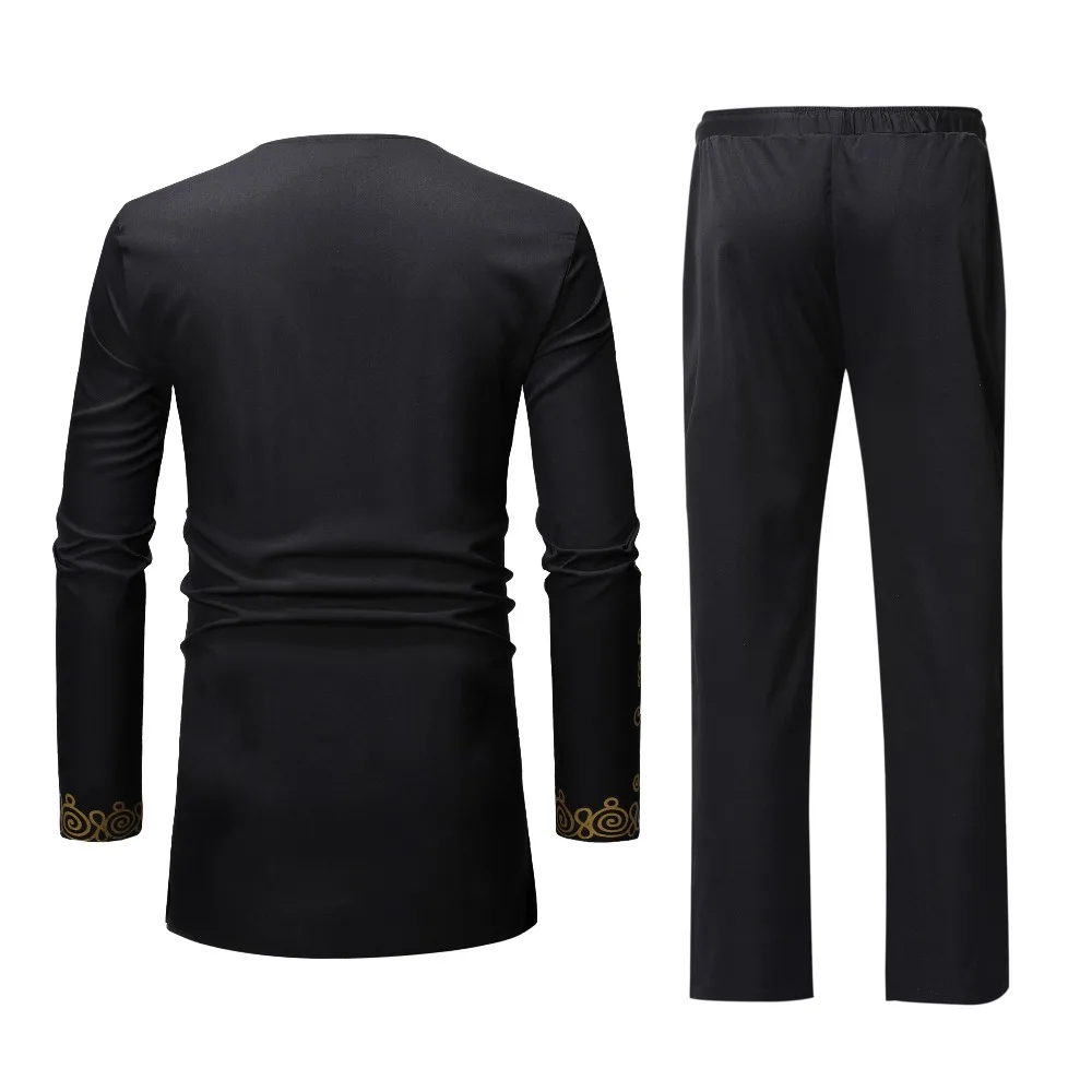 2019 Spring African men clothing Set Suits Fitness Harajuku Vintage Party Tracksuit Casual Gold Hip Hop Streetwear Africa Style  (6)
