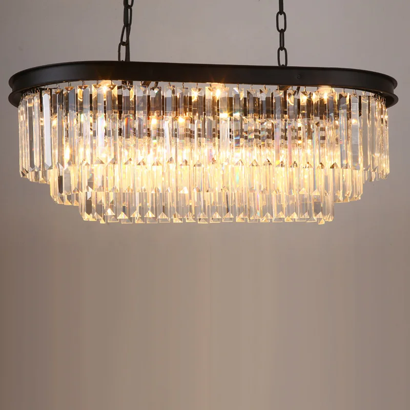 

2018 Crystal K9 Modern Crystal E27 Chandelier Elegant Gray Smoke Crystal Suspension Coffee Lamps Hotel Restaurant