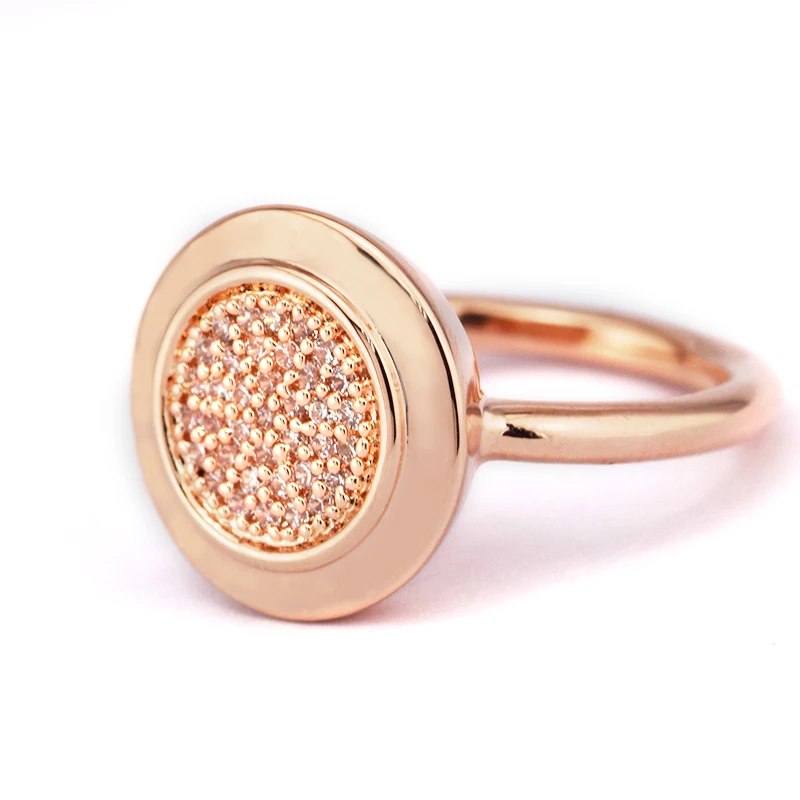 100 925 Sterling Silver Rings Signature brand Jewelry With Rose & Clear CZ Rings for Women