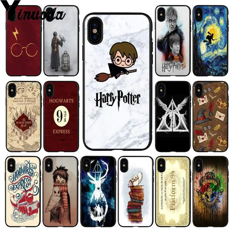 

Yinuona Harry Potter Hogwarts Newly Arrived Black Cell Phone Case for Apple iPhone 8 7 6 6S Plus X XS MAX 5 5S SE XR Cover