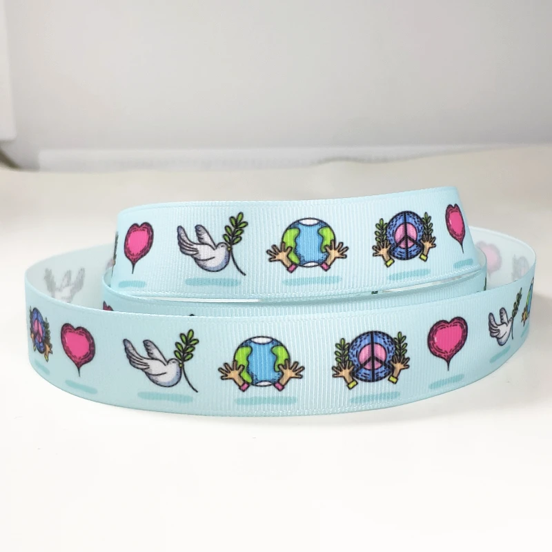 50 ярдов 7/8 &quot1&quot 1 5 &quot22 мм 25 38 peace pigeon печатная grosgrain лента для повязки на голову