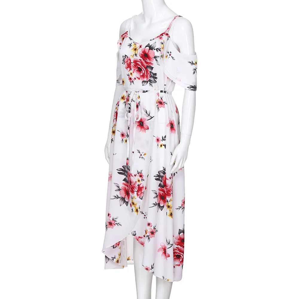 MIARHB, летняя мода размера плюс, женское Повседневное платье с рукавом-бабочкой и открытыми плечами, богемное Платье с принтом, асимметричное длинное платье, N4
