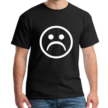 

Unisex T-shirt Men Casual Shirt Hip Hop Rapper Tee Sad Face t shirt 100% Cotton Tshirts women Summer BLACK Tops