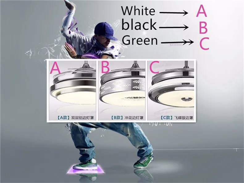 Вентилятор лампа 36 дюймов 4 цвета меняющий свет современный светодиодный Невидимый потолочный вентилятор свет потолочный с дистанционным управлением лампа 90 см 48 Вт/Вентилятор 60 Вт