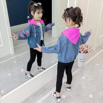 

Free Style 2019 Fashion Autumn Spring Baby Girls Clothes Outerwear Solid Color High Quality Cotton Denim Jackets Coat 4-13Yrs