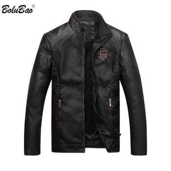 

BOLUBAO Brand Winter Men Faux Leather Coats New Mens Locomotive PU Leather Jacket Coat New Male Fashion Wild Leather Jackets