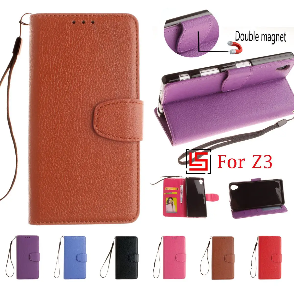 

PU Leather Flip Wallet Phone Cell Case shell etui fundas Cover For Sony Soni Xperia Experia Xpera Xperi Z3 D6603 D6653 D6633