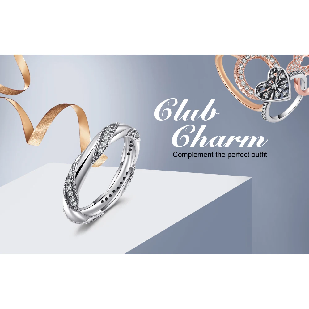 JewelryPalace 925 Sterling Silver Eternity Love Statement Stocking Ring Gifts For Women Anniversary Fashion Jewelry New Arrival