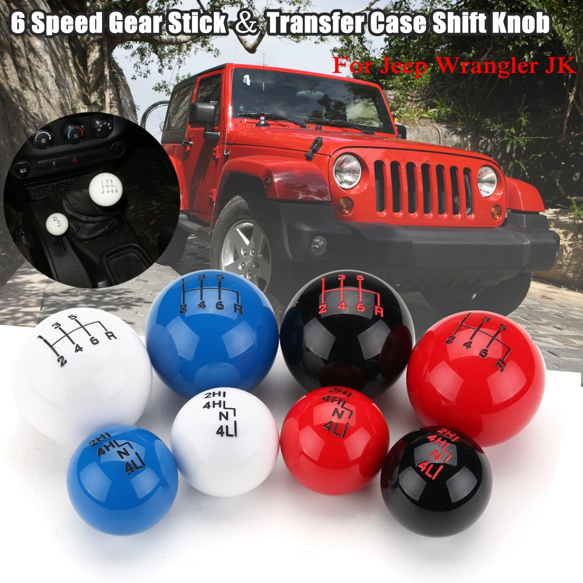 Comprar Estilo Bola de coche 6 Speed Transfer Case palanca de cambios cabeza para Jeep Wrangler YJ s \