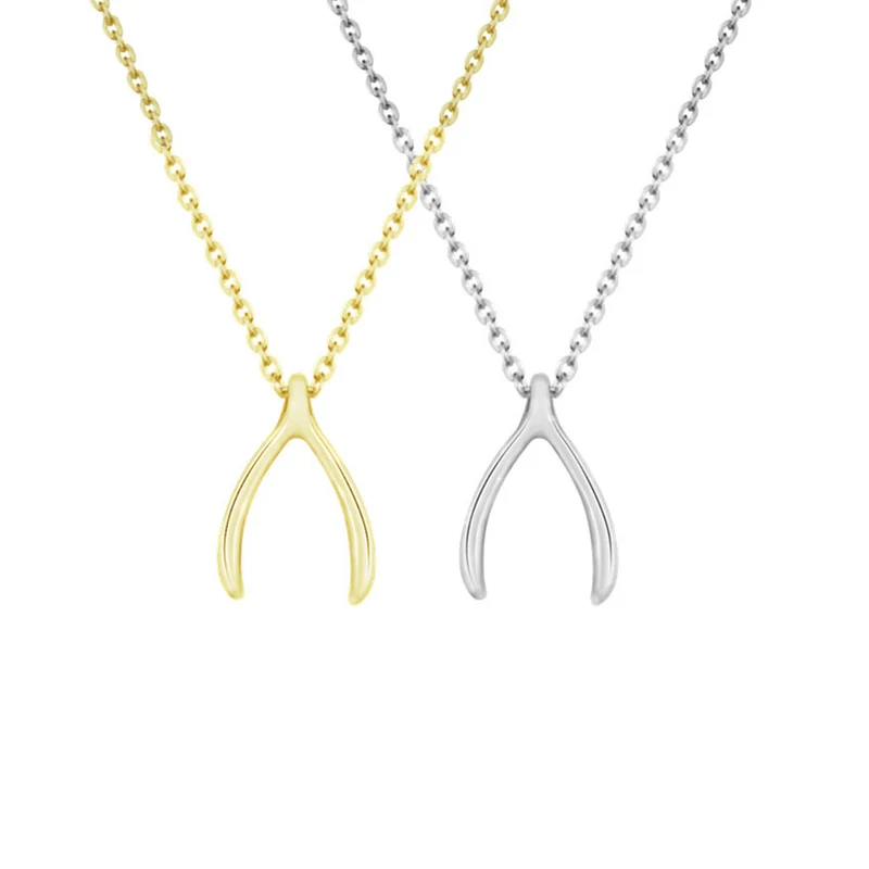 

One Piece Fashion Elegant Gold Wishbone Necklace Women Accessories Lucky Jewelry Dainty Simple Wish Bone Vintage Party Gift