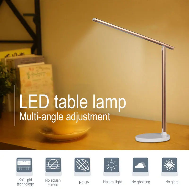 

Touch Stepless Dimming No Flash Frequency Soft Light Technology LED Table Lamp Extremely Simple One-Click Color Temperature