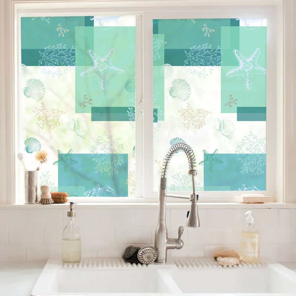 

Stained Static Cling Window Film Frosted Opaque Privacy Glass Sticker Home Decor Digital print BLT1289 Windbell Ring