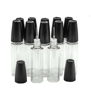 

5pcs 10ML 15ML PET Clear Bottle with Long Thin Needle Tip Dropper Bottle For oil Empty Vape Smoking oil Accessories E Liquid