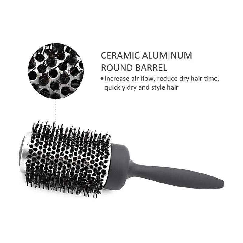 CestoMen высококлассная термостойкая полусторонняя щетина кабана для укладки волос Расческа ионная круглая Профессиональная парикмахерская щетка