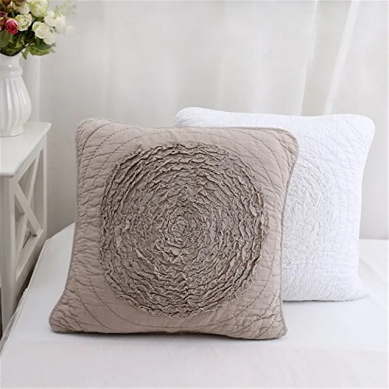 FADFAY 100 Cotton Home Textile Shabby Taupe Decorative Pillows Throw