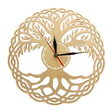 Horloge murale moderne, géométrie sacrée, fait à la main, chef-d 'œuvre rustique en bois, arbre de vie, décoration de maison, Zen