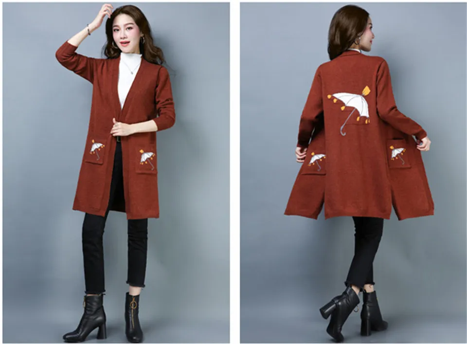 2019 карман Сладкий Свободный вязаный Новый Модный высококачественный трикотаж простой стиль осень зима свитер женский кардиган женский