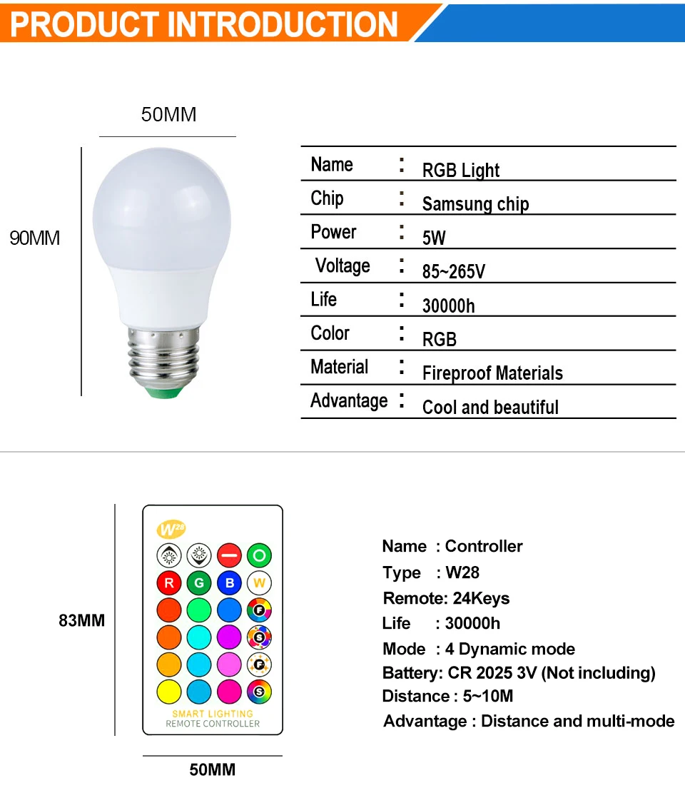RGB Led Stage Light Lamp (8l)