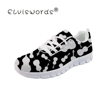 

ELVISWORDS String Instruments Female Sneakers Mesh Flats Ladies Teenagers Fashion Loafers Women Breathable Moccasins Sport Shoe