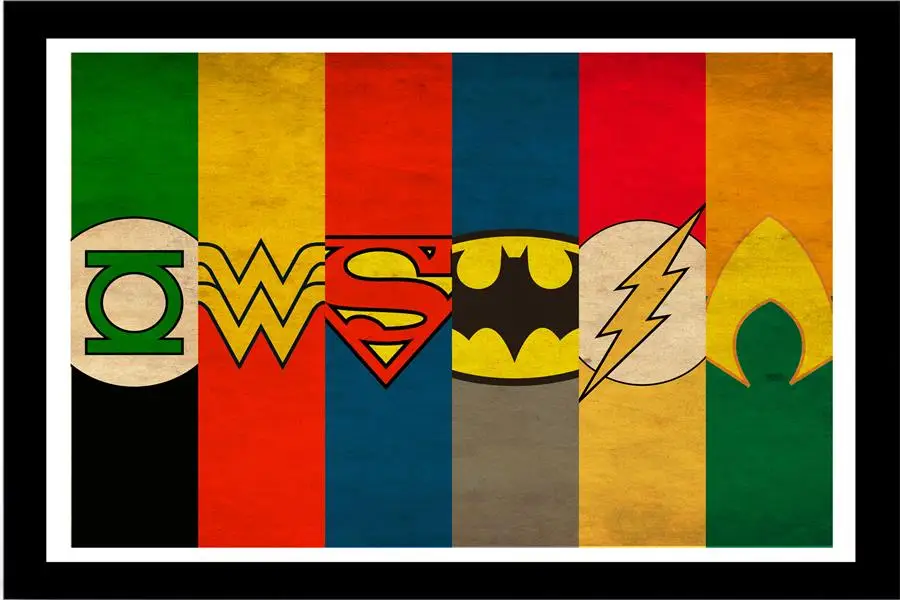 

Custom Canvas Wall Decor DC Comics Poster Justice League Wall Stickers Flash Wonder Woman Decals Batman Wallpaper Superman Mural