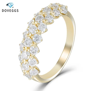 

DovEggs Romantic 14K 585 Yellow Gold Moissanite Half Eternity Wedding Band for Women Gift Stackable Gold Wedding Ring 6mm Width