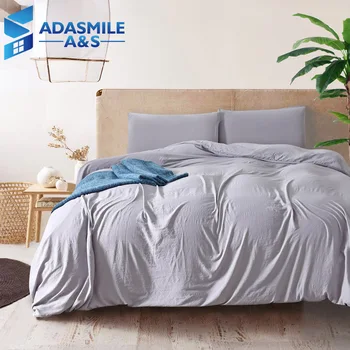

Modern Home Textile Adults Bedding Set Super Soft Comfortable Bedclothes Twin Queen King Solid Gray Purple Bed Duvet Cover Set