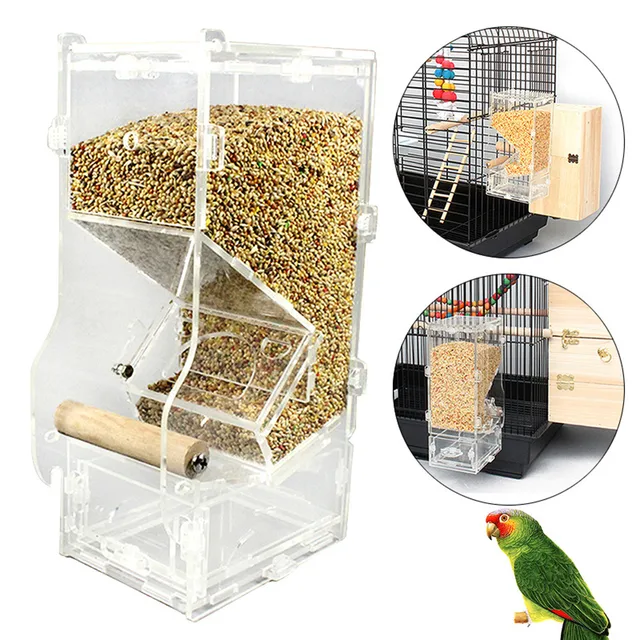 New Acrylic Seed Feeder Bird Automatic Feeders Bird Food Ontainer Parrot Finch Pets Supplies
