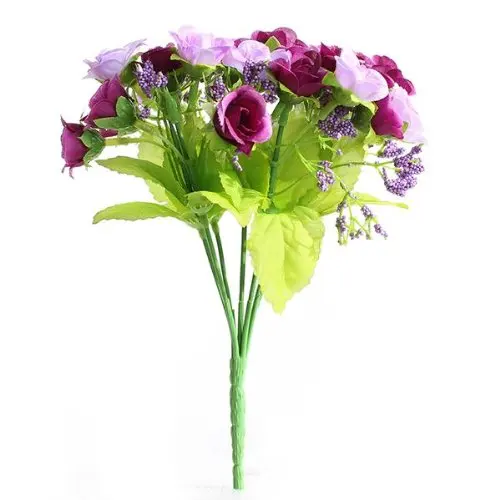 GSFY!2PCS Bouquet Artificiel 40 Roses Violet Fleurs pour Mariage Mariee