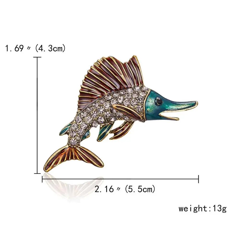 RINHOO высокое качество сплав разноцветная Брошь Стразы кошка рыба животные ювелирные изделия пальто платье любовница девушка Женщины Подарочные броши - Окраска металла: Fish2