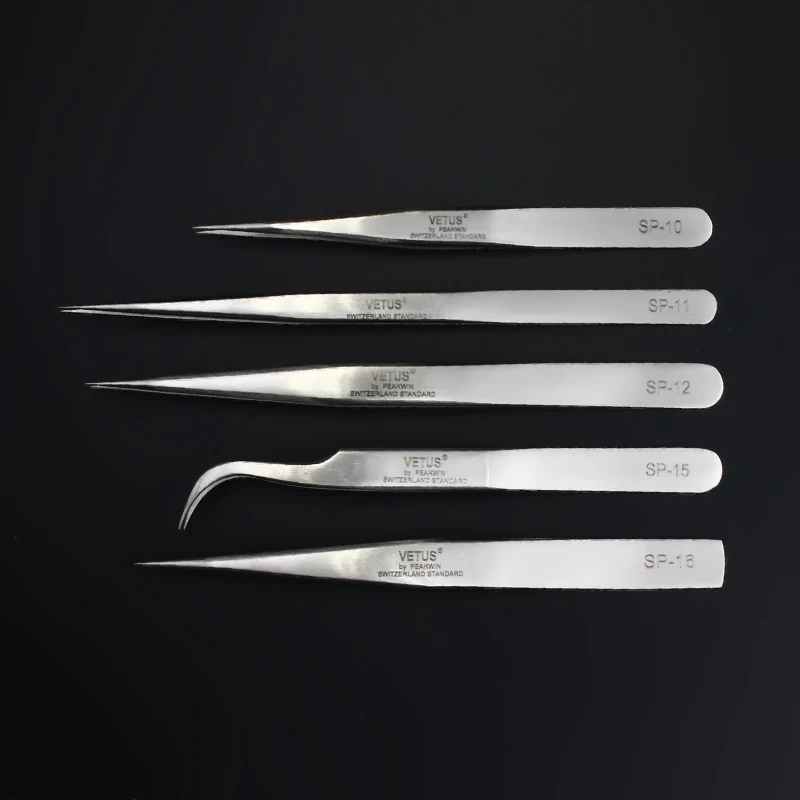 

100% Vetus Original SP Series Ultra Precision Stainless Superfine Tip Tweezers for Eyelash Extension Anti Acid ESD Tweezer
