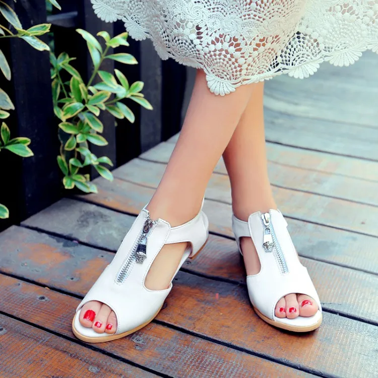 Большие размеры 11, 12, 13, 14, 15, 16, 17, босоножки на высоком каблуке Женская обувь женские летние простые универсальные сандалии на молнии с открытым носком